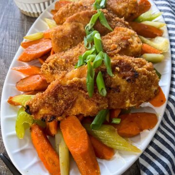 Air Fryer Buffalo Chicken on large oval white platter