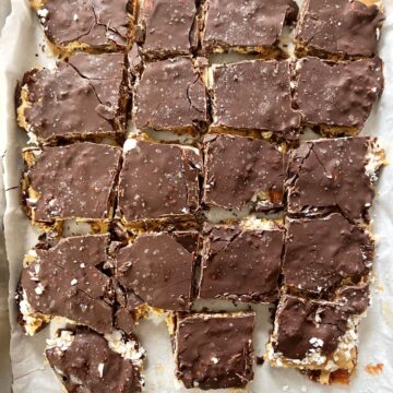 Almond Joy Bark on sheet pan lined with parchment